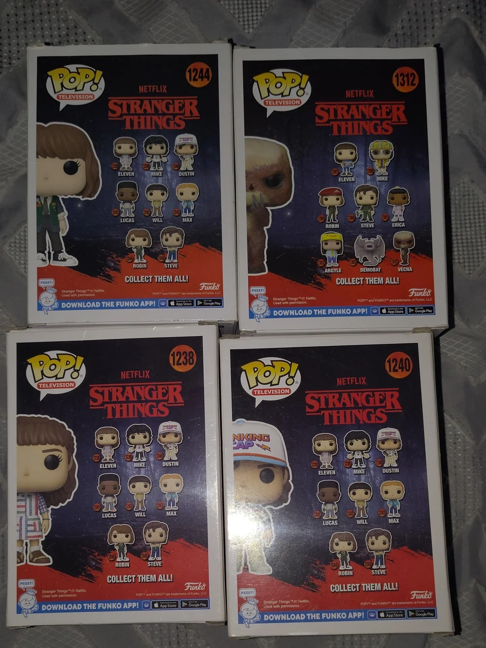 Funko Pop! Stranger Things Vinyl Figures Set - White, Green, Blue, Brown